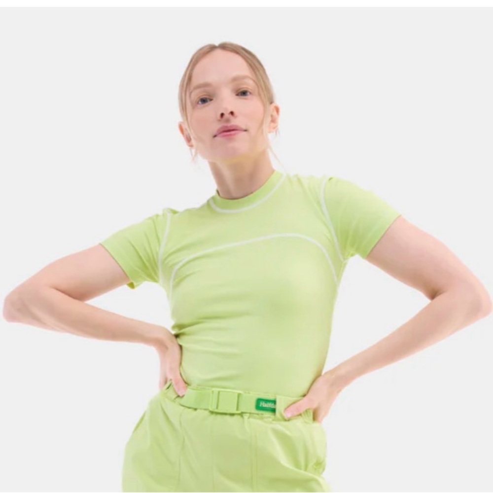 Halfdays Mollie T-Shirt NWT size XL in Pistachio Green Ribbed Performance Trail‎